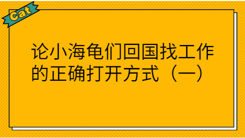 论小海龟们回国找工作的正确打开方式（一）