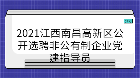 2021江西南昌高新区公开选聘非公有制企业党建指导员