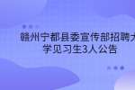 江西招聘网：赣州宁都县委宣传部招聘大学见习生3人公告
