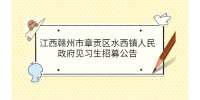 江西招聘网：赣州市章贡区水西镇人民政府见习生招募公告